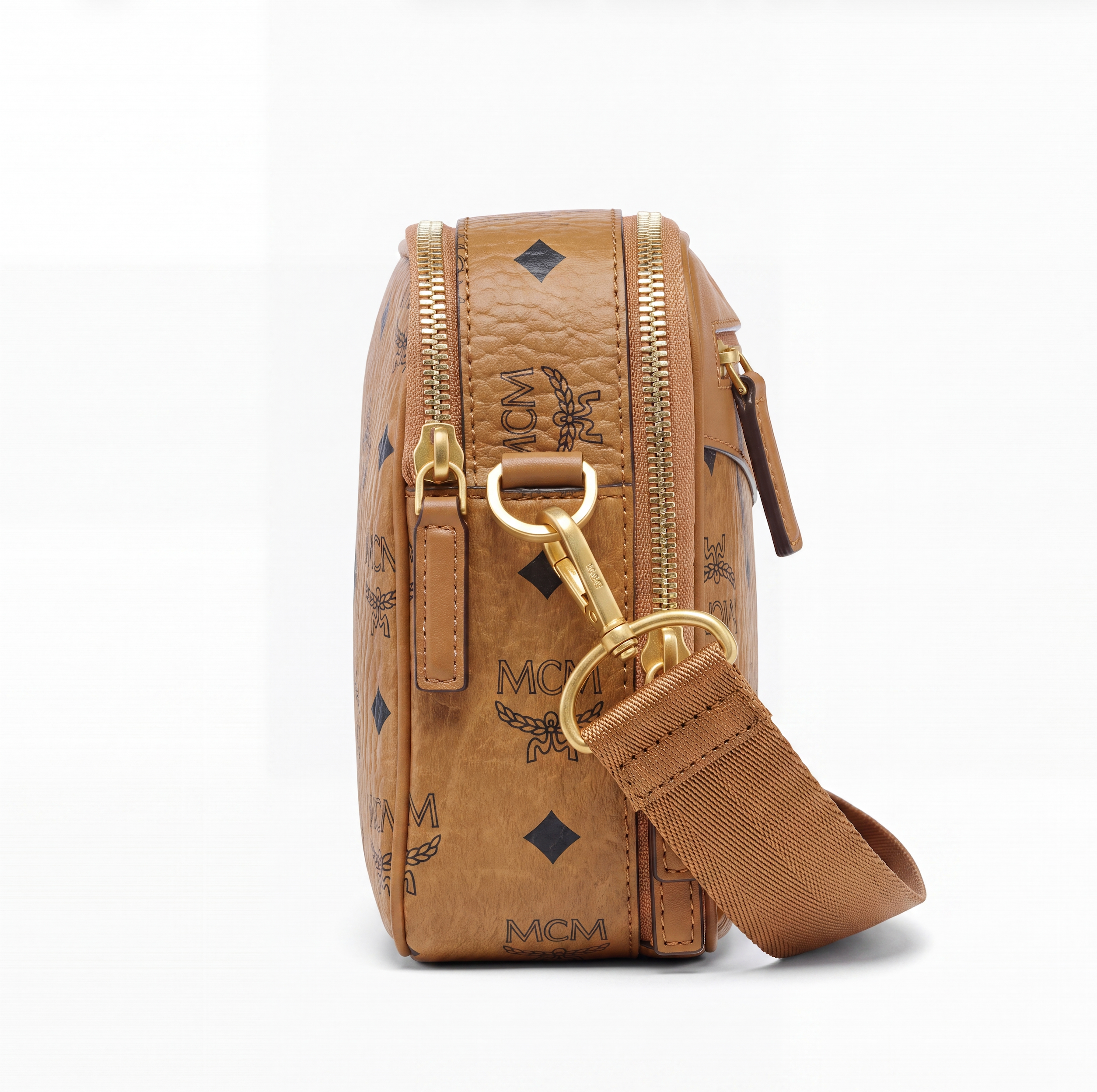MCM Diamond Camera Bag Visetos-Canvas Cognac