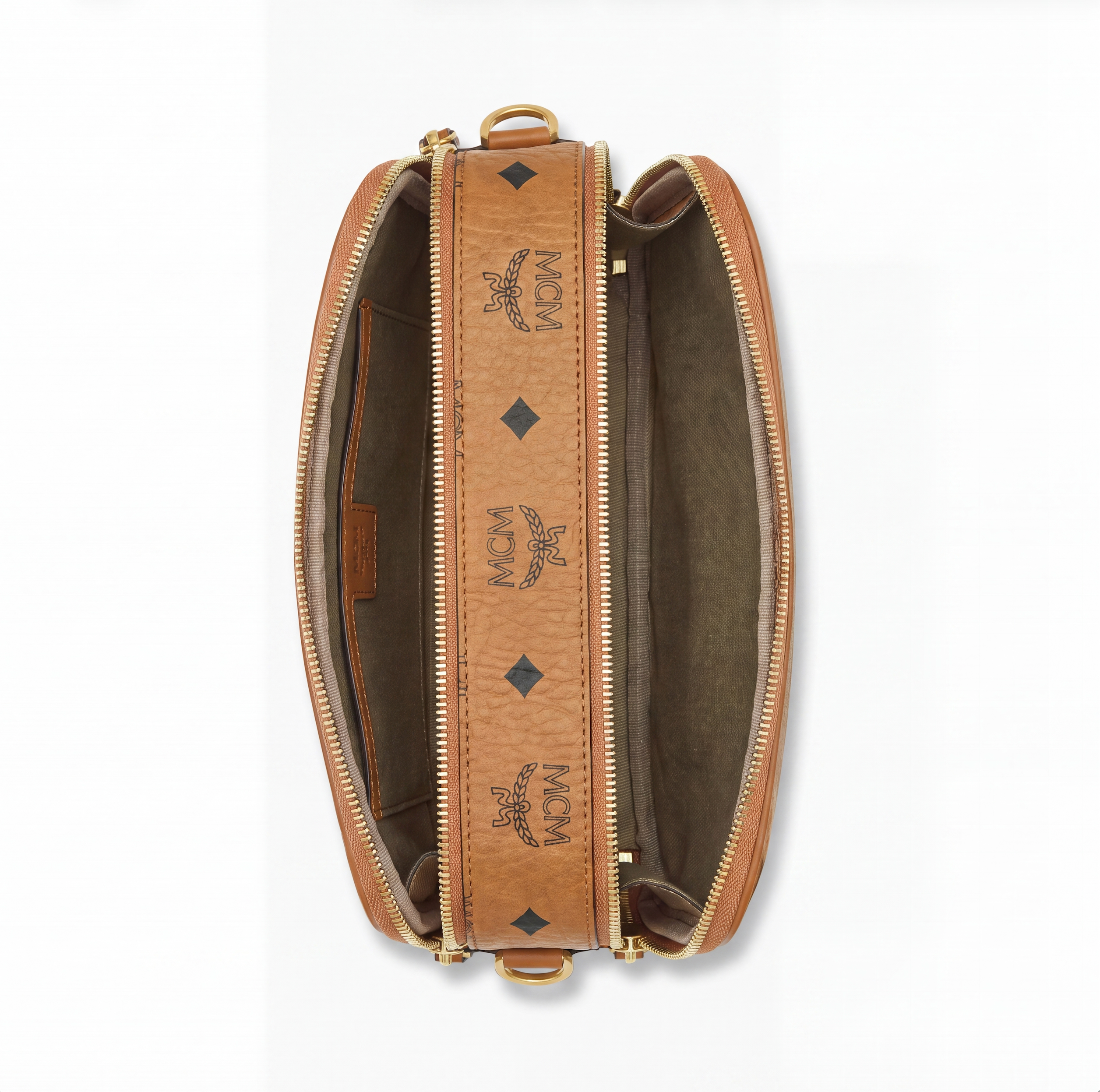 MCM Diamond Camera Bag Visetos-Canvas Cognac