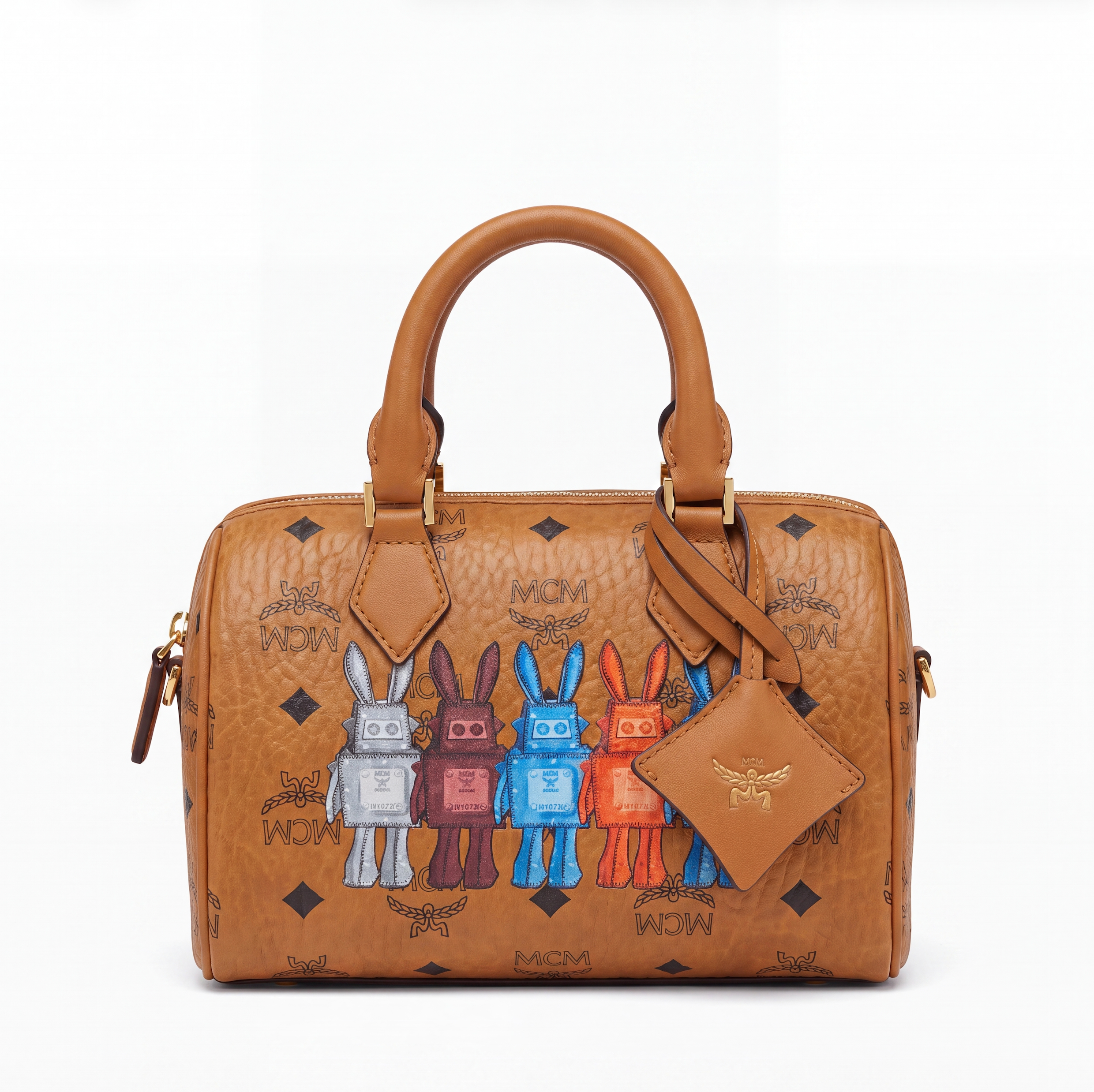 MCM Ella Boston in Rabot Cognac Small