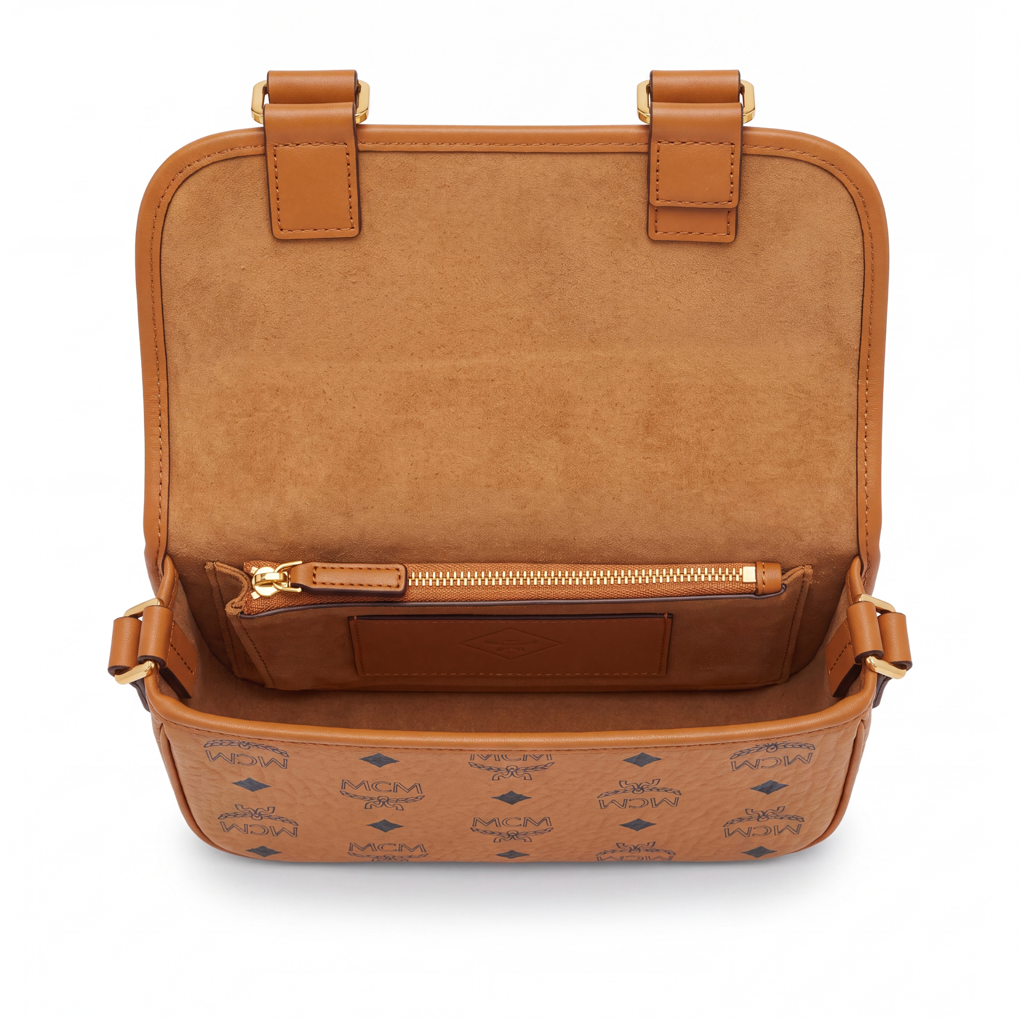 MCM Aren Messenger-Tasche In Visetos Cognac