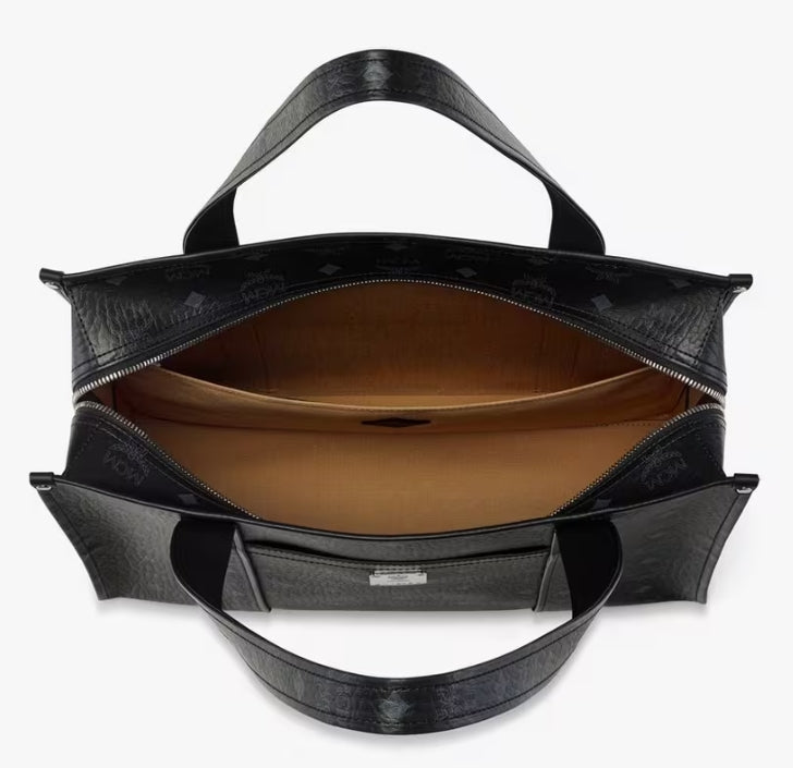 MCM Aren School Bag Tragetasche in Visetos Schwarz