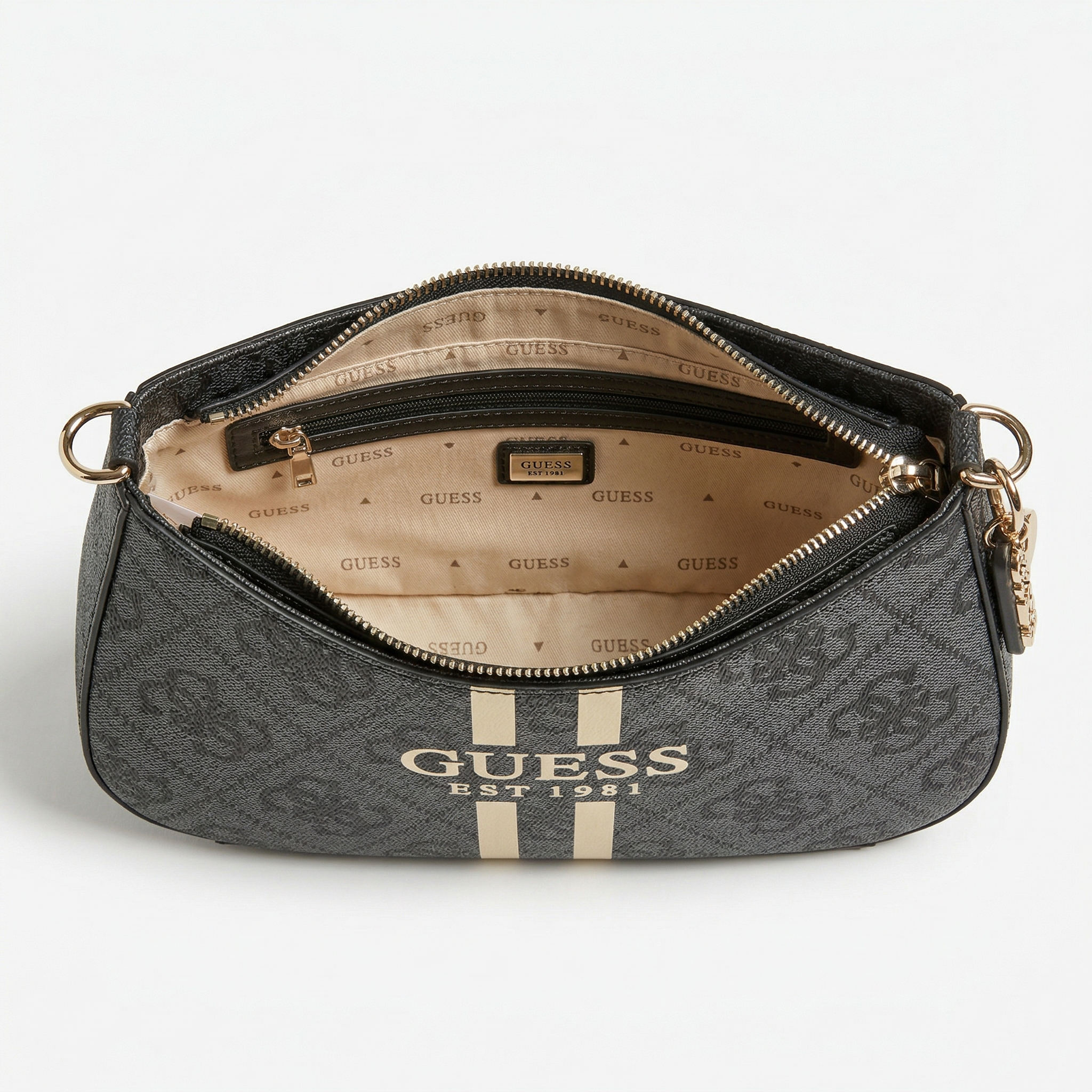 Guess Noelle 4G Schultertasche Coal Logo