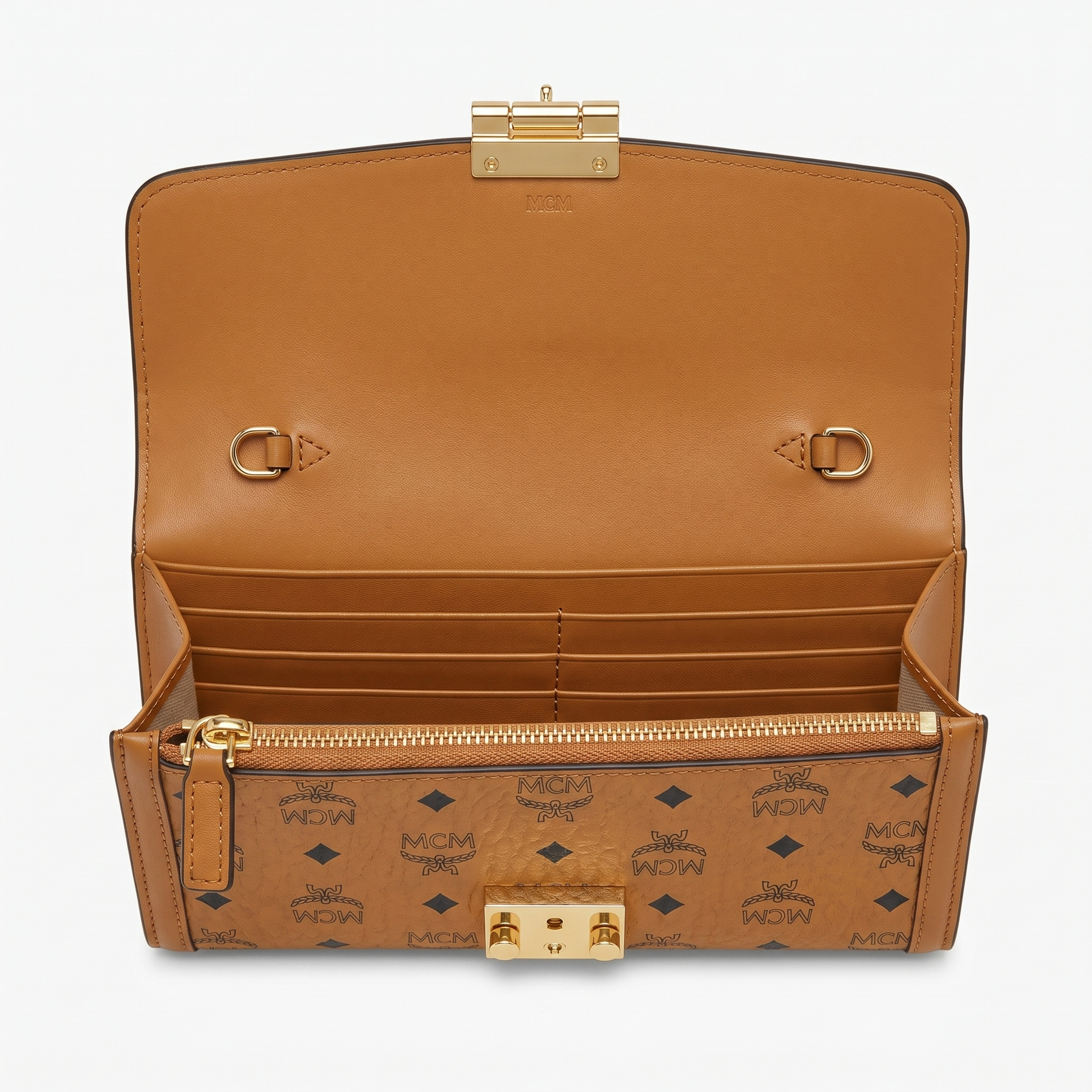 MCM Tracy Chain Wallet Cognac