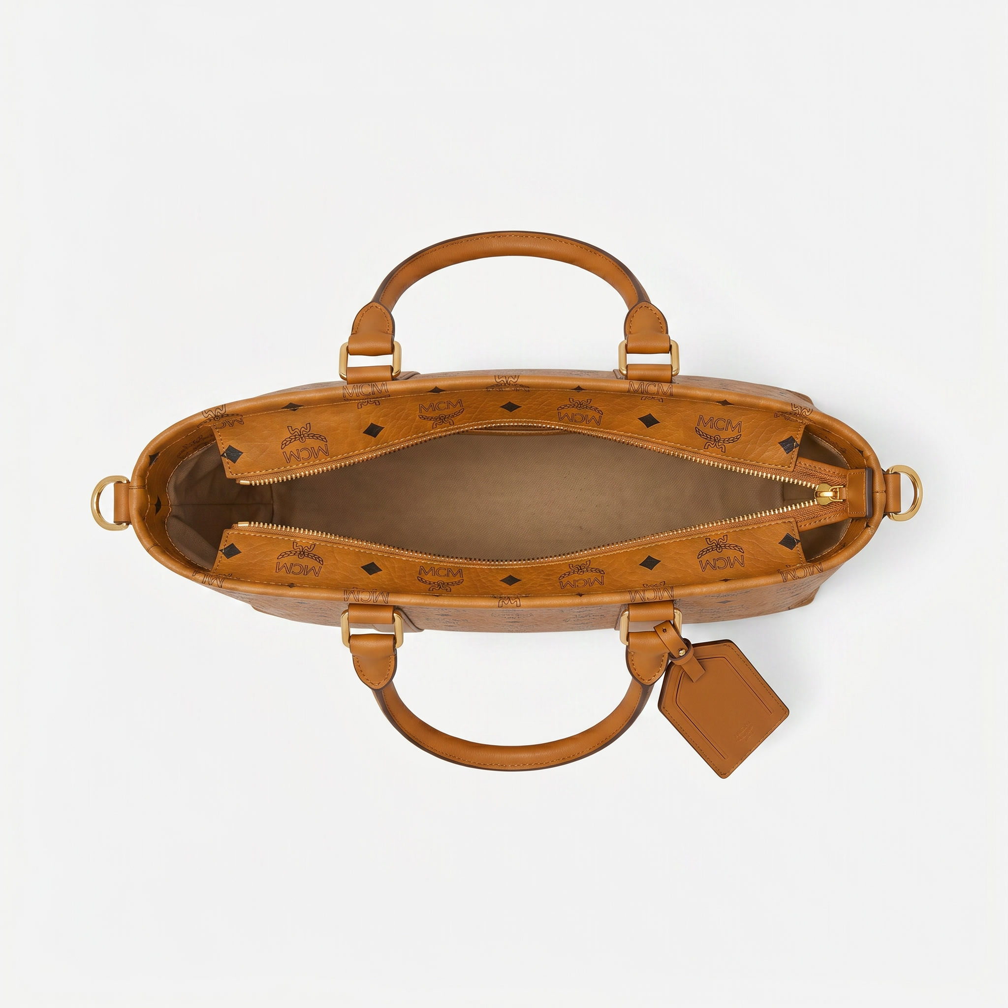 MCM Aren Tragetasche In Visetos Cognac