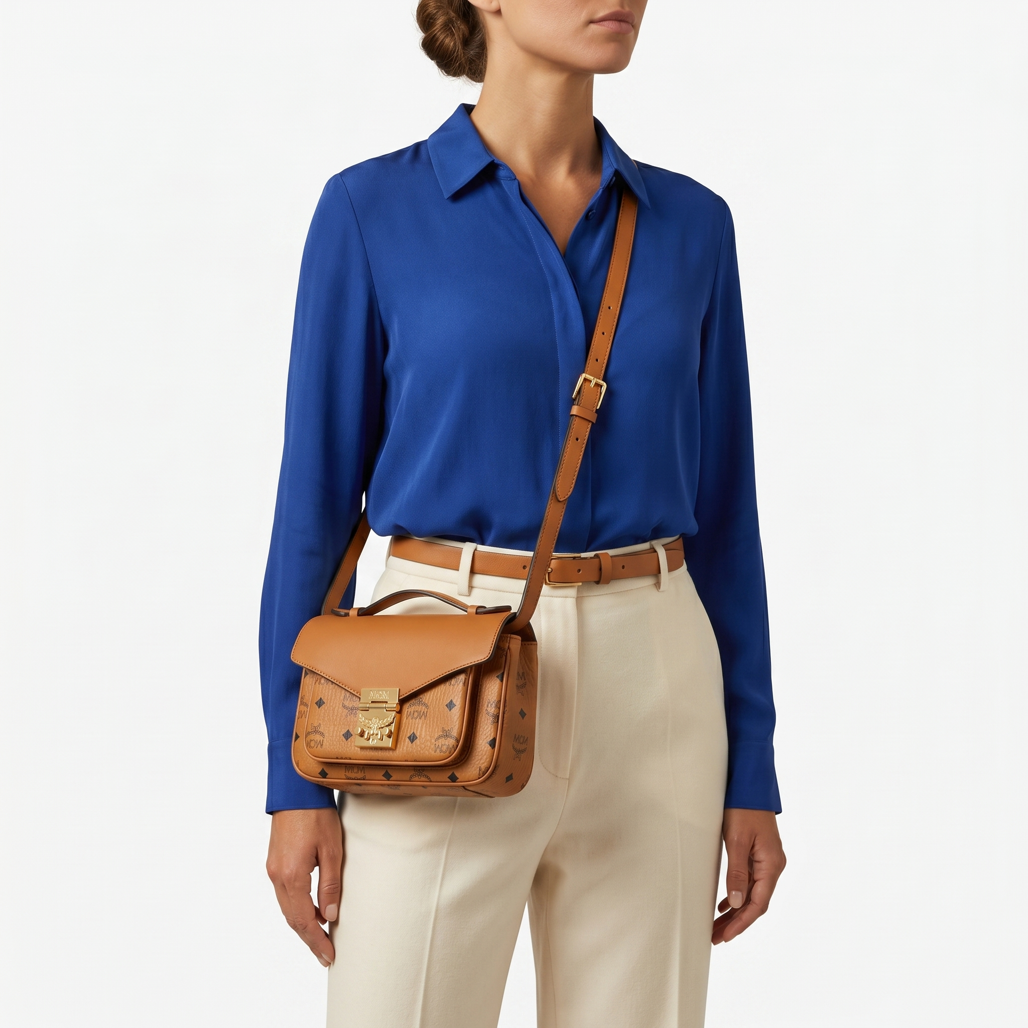 MCM Tracy Umhängetasche Cognac Small