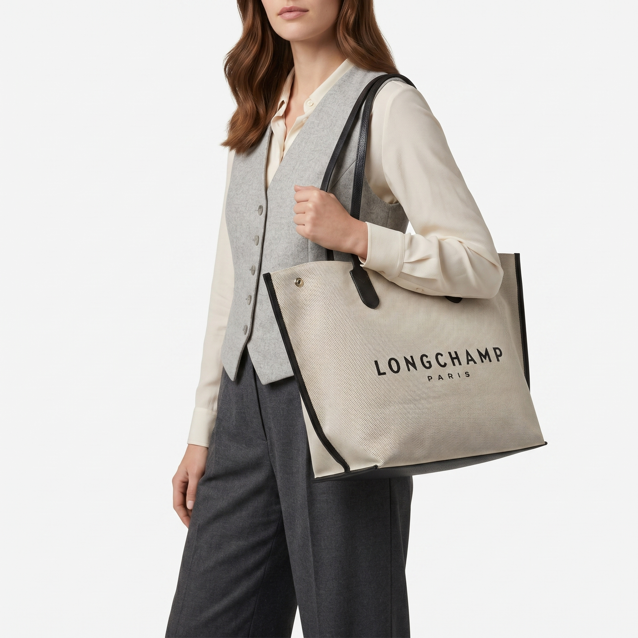 Longchamp L Essential Canvas Ecru