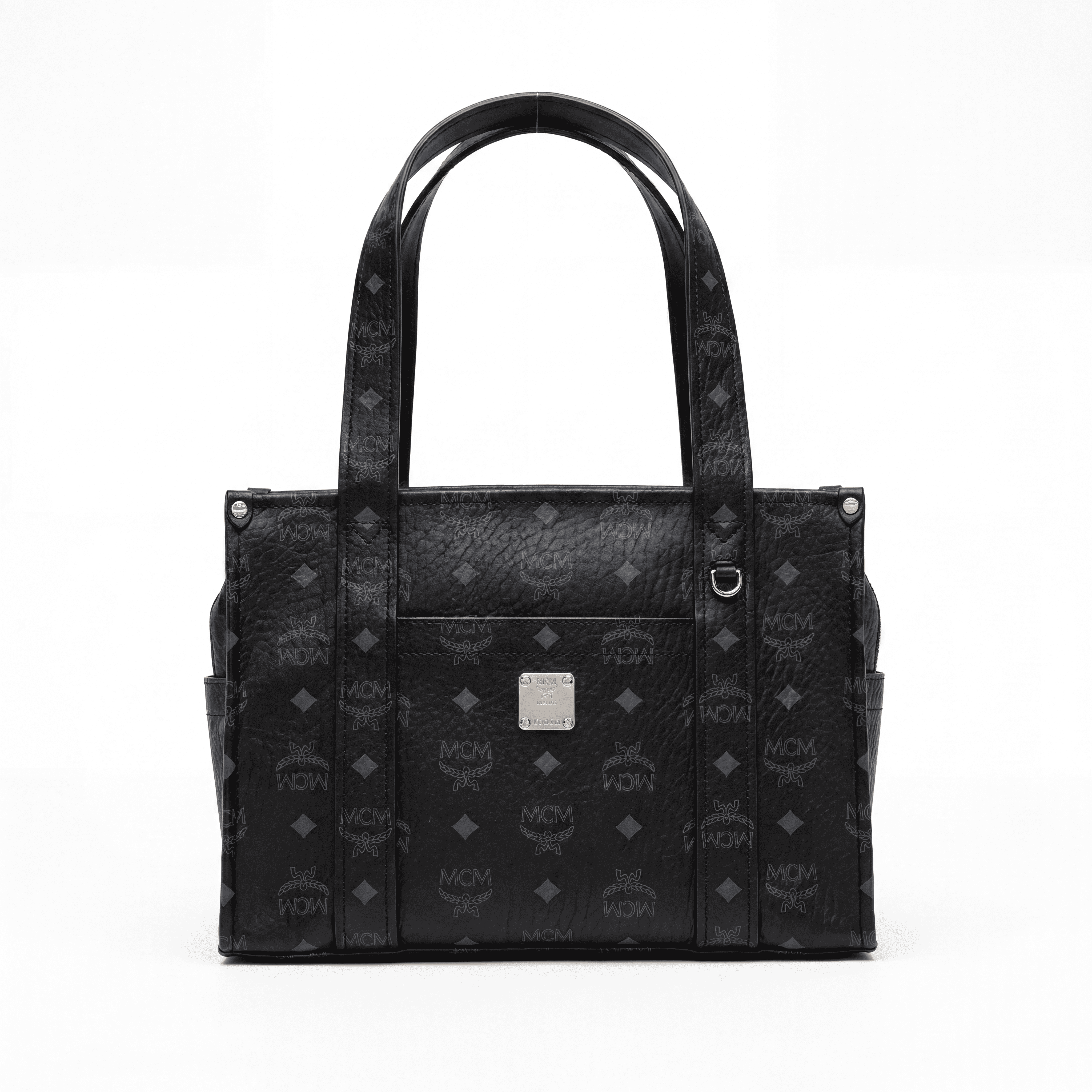 MCM Small Aren School Bag Tragetasche in Visetos Schwarz