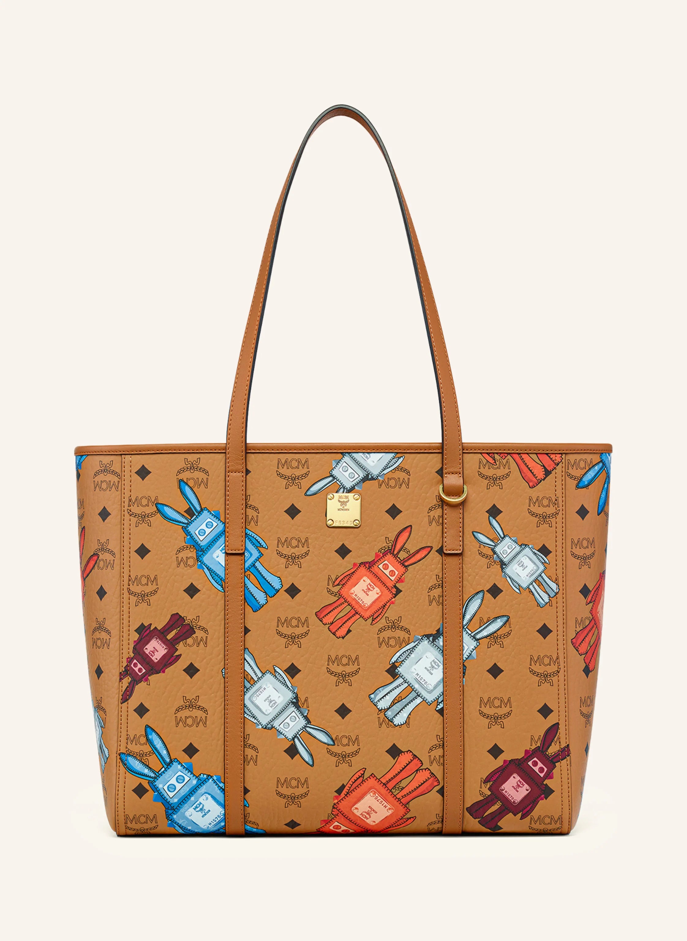 MCM Toni Shopper Medium -  COGNAC / ORANGE / DUNKELBLAU