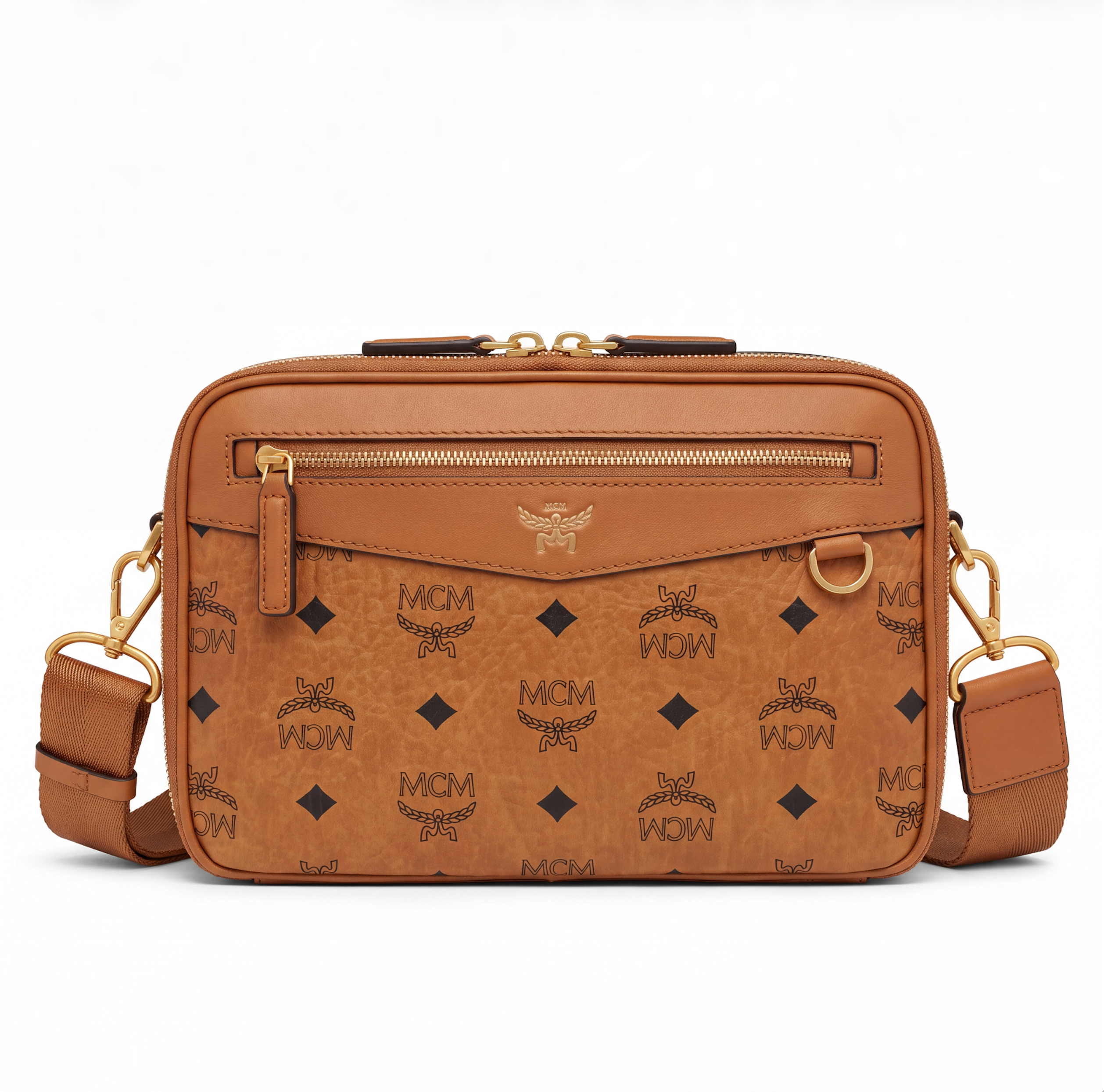 MCM Diamond Camera Bag Visetos-Canvas Cognac