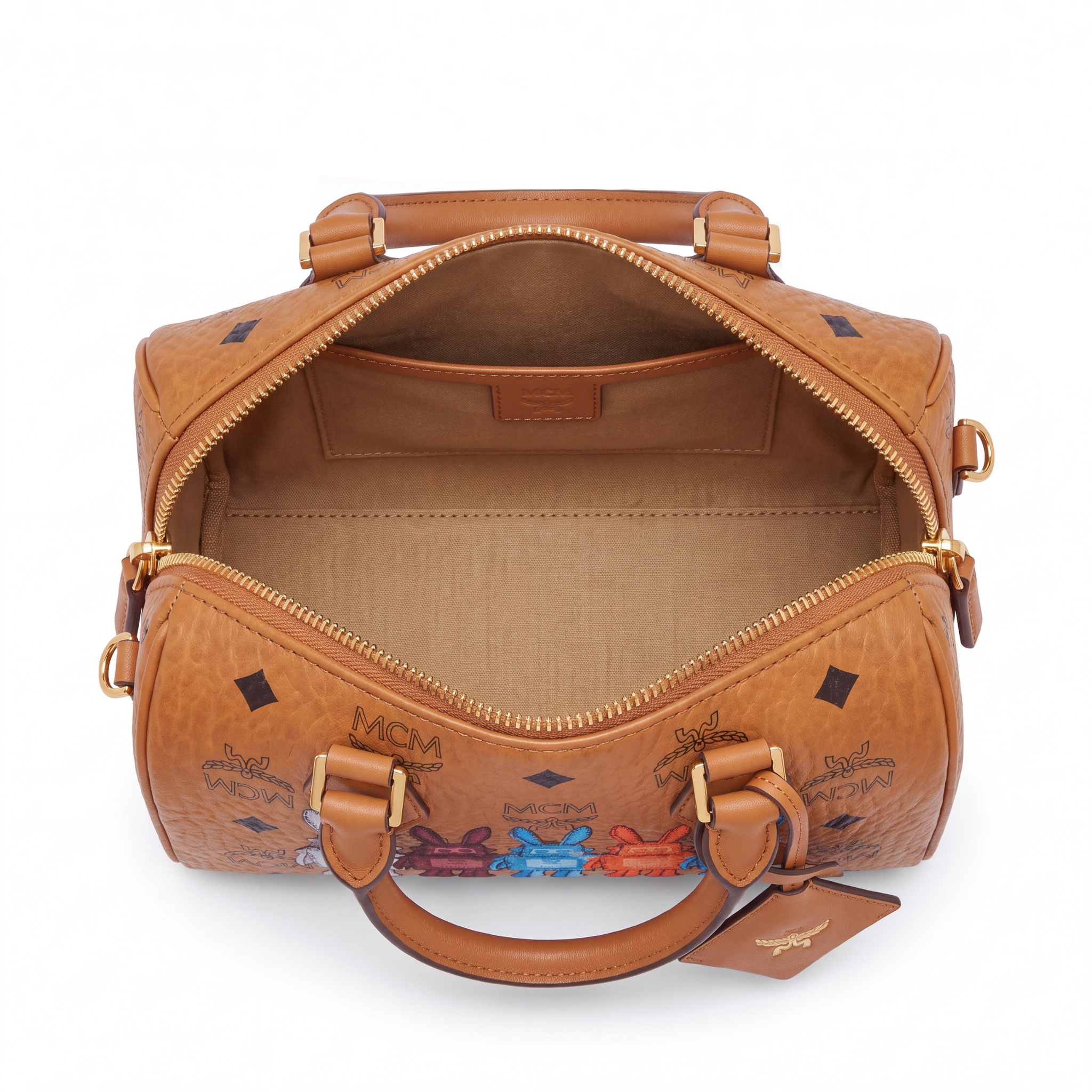 MCM Ella Boston in Rabot Cognac Small