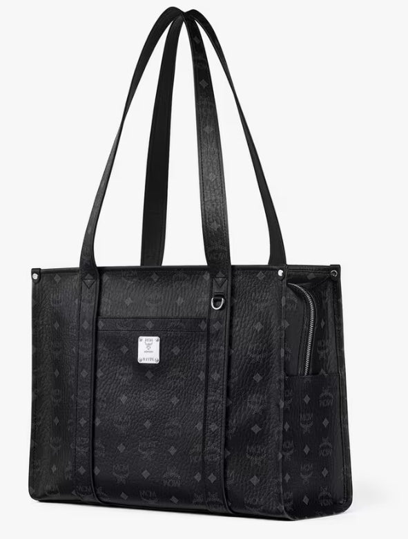 MCM Aren School Bag Tragetasche in Visetos Schwarz