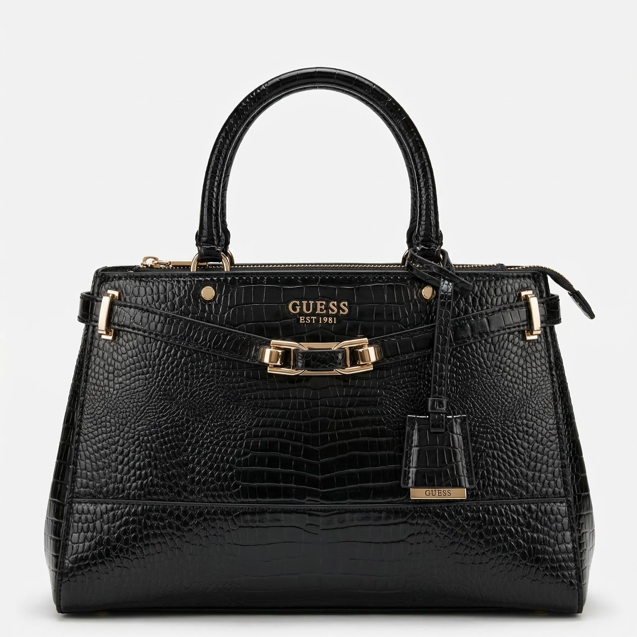 Guess Silvye Satchel Krokodil Black