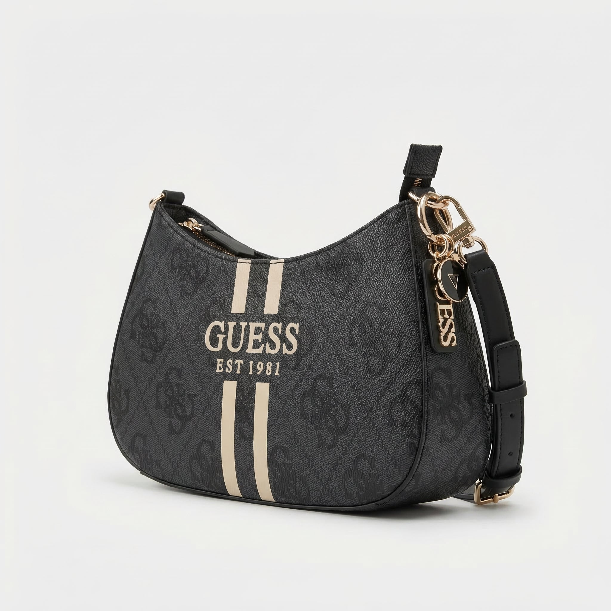 Guess Noelle 4G Schultertasche Coal Logo