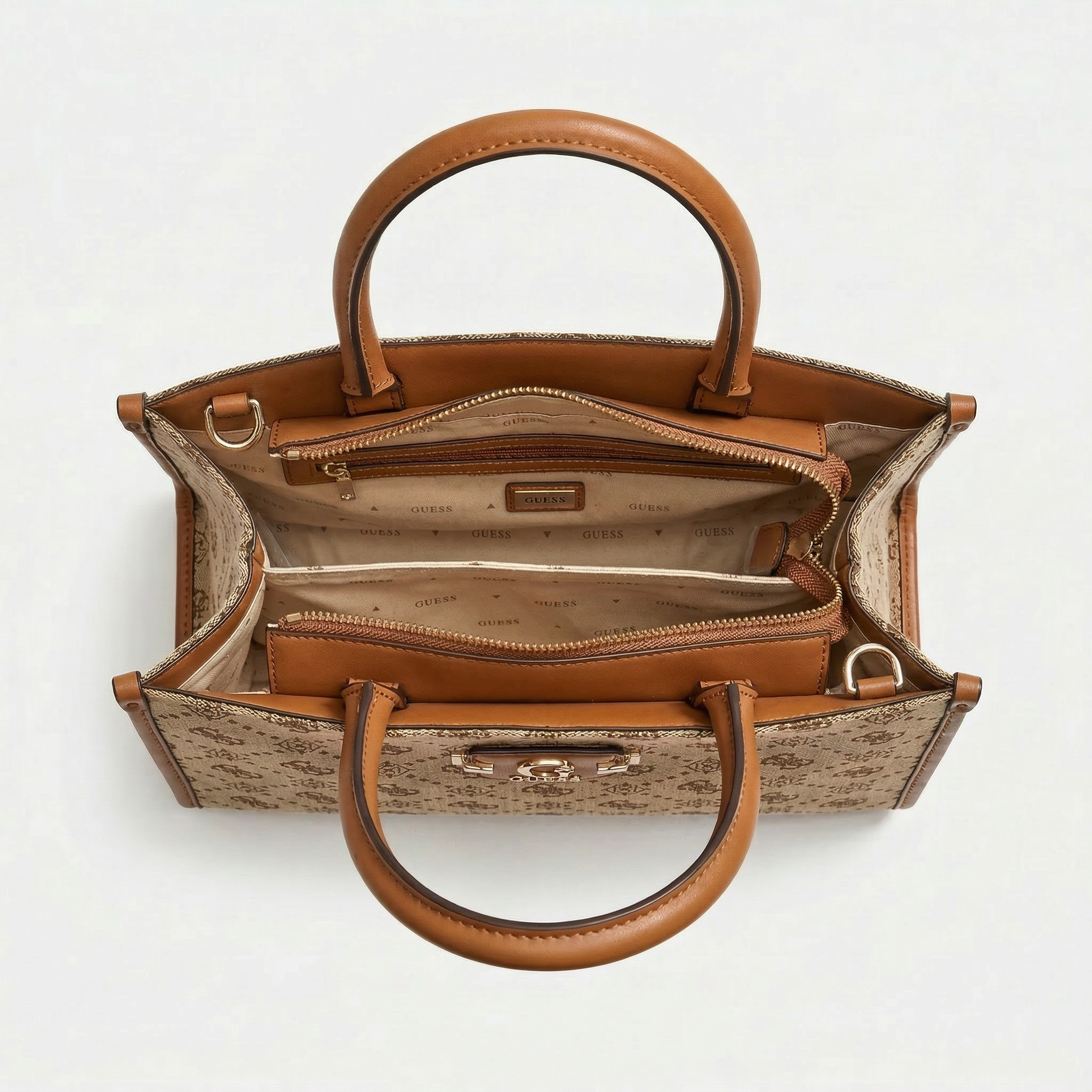 Guess Neda Shoper 4G Henkeltasche Latte Logo