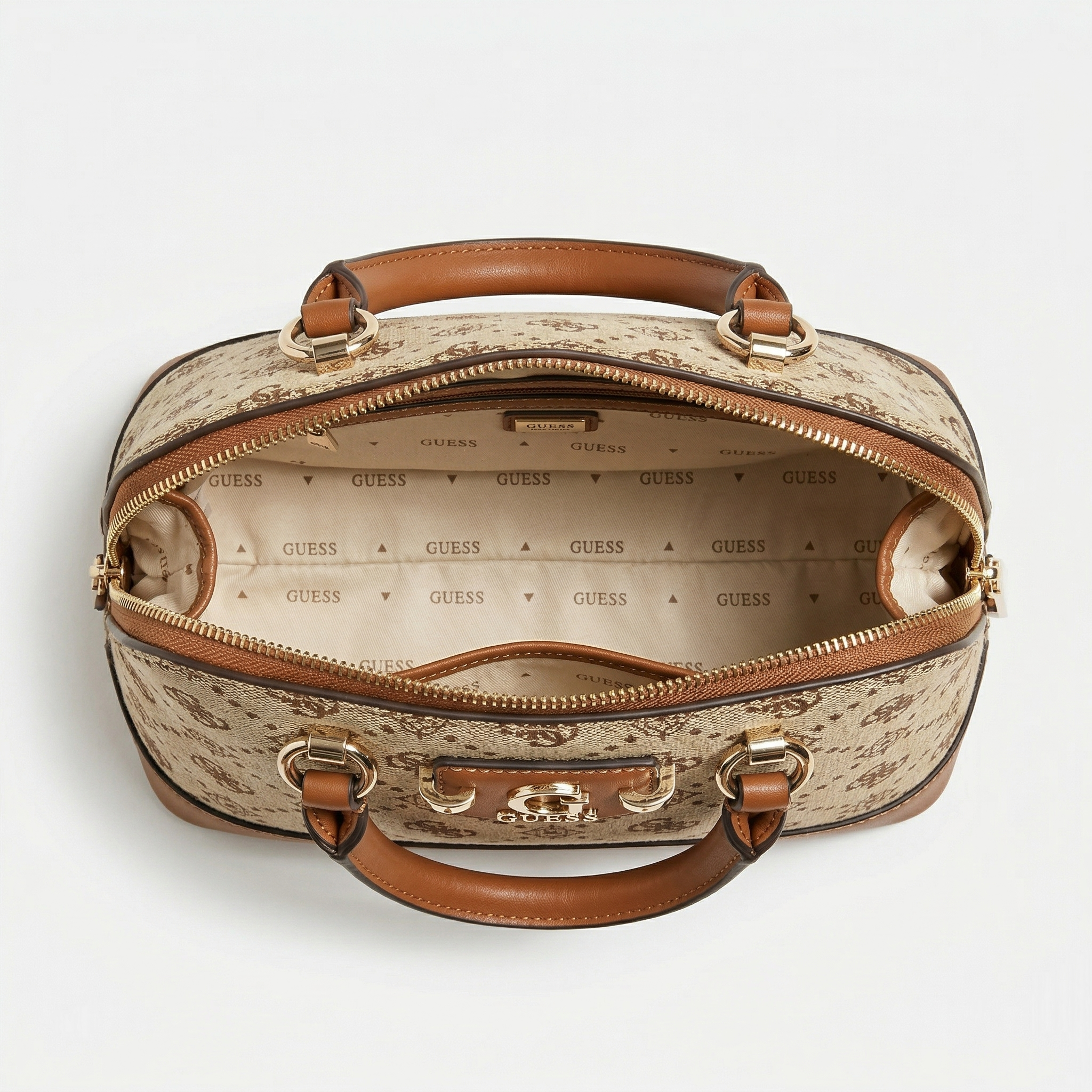 Guess Neda 4G Henkeltasche Latte Logo