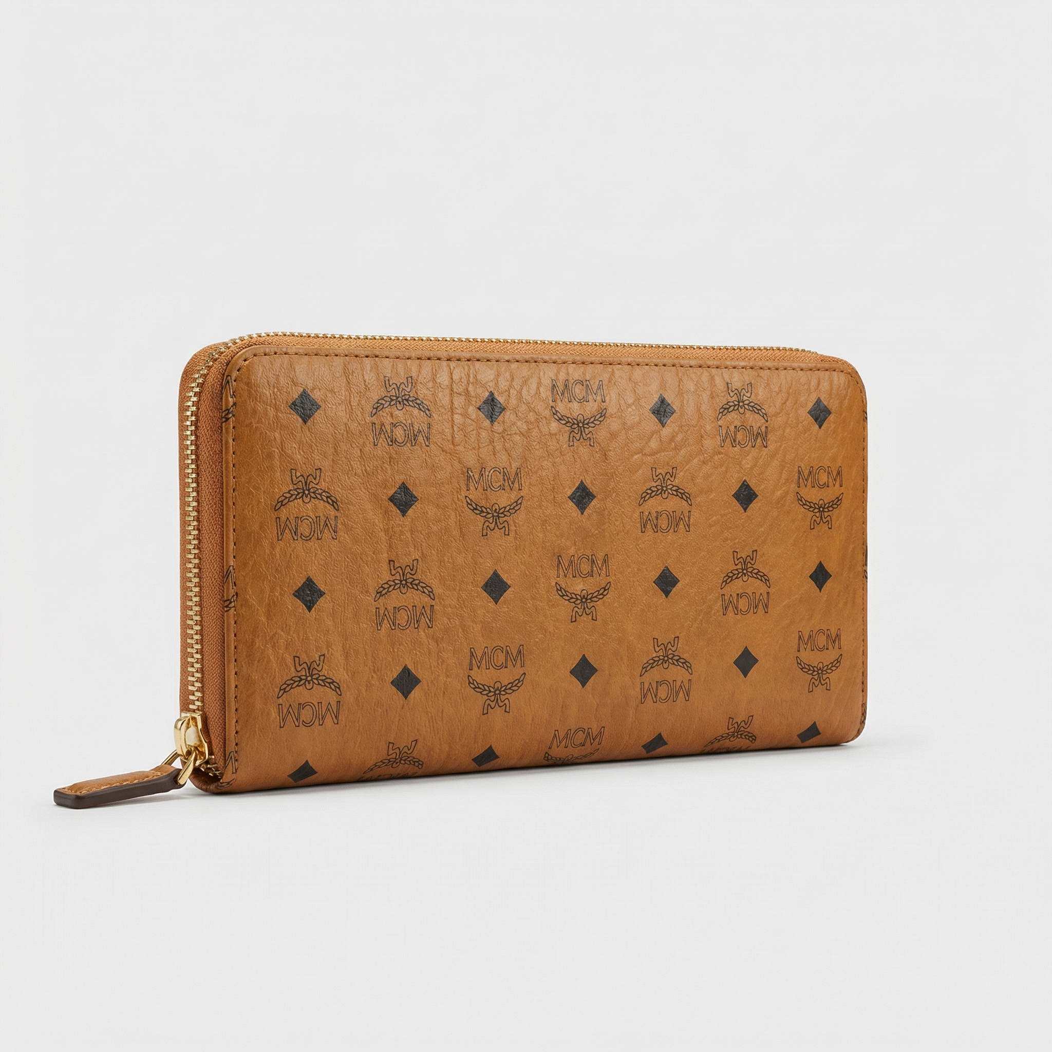 MCM Aren Visetos Zip Brieftasche - Cognac