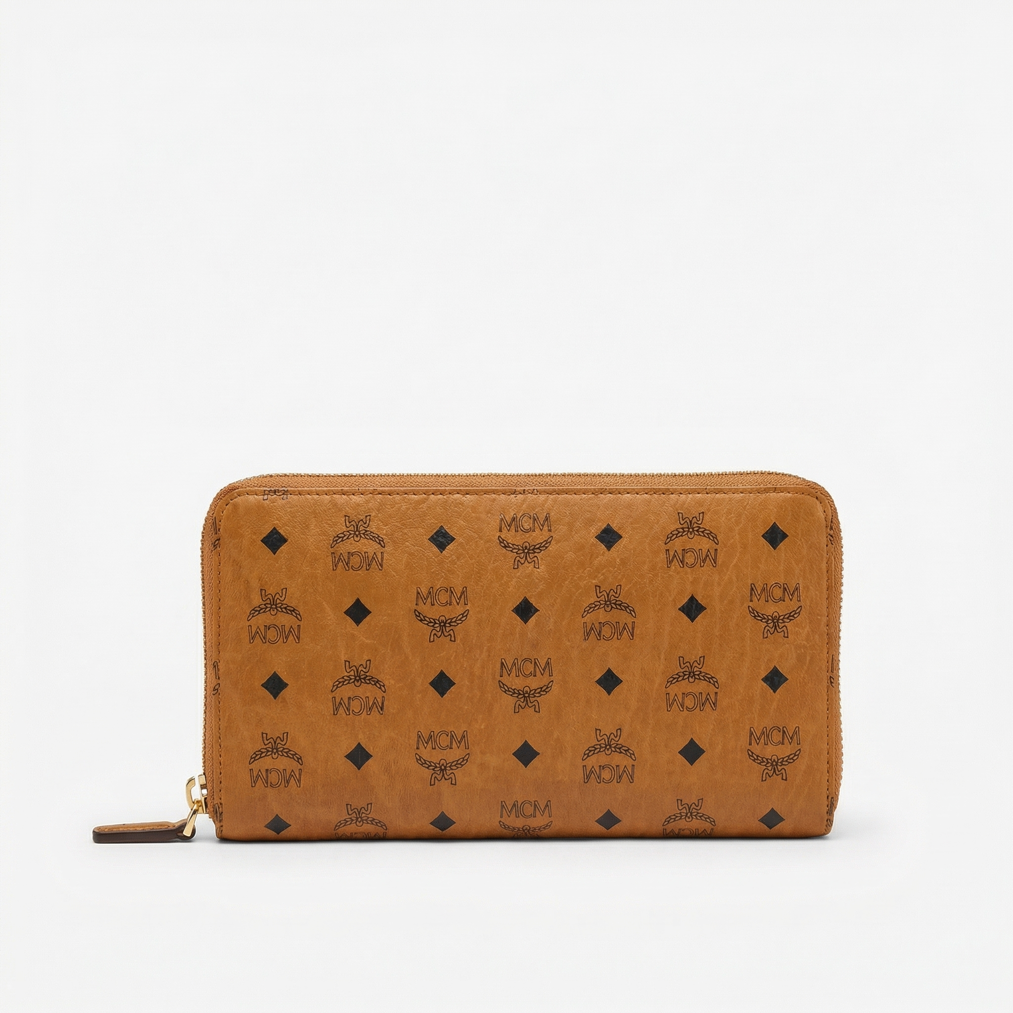 MCM Aren Visetos Zip Brieftasche - Cognac
