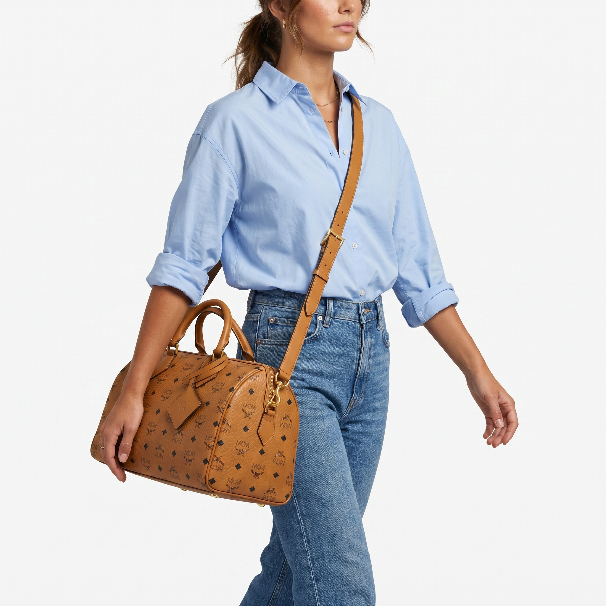 MCM Boston Medium Cognac