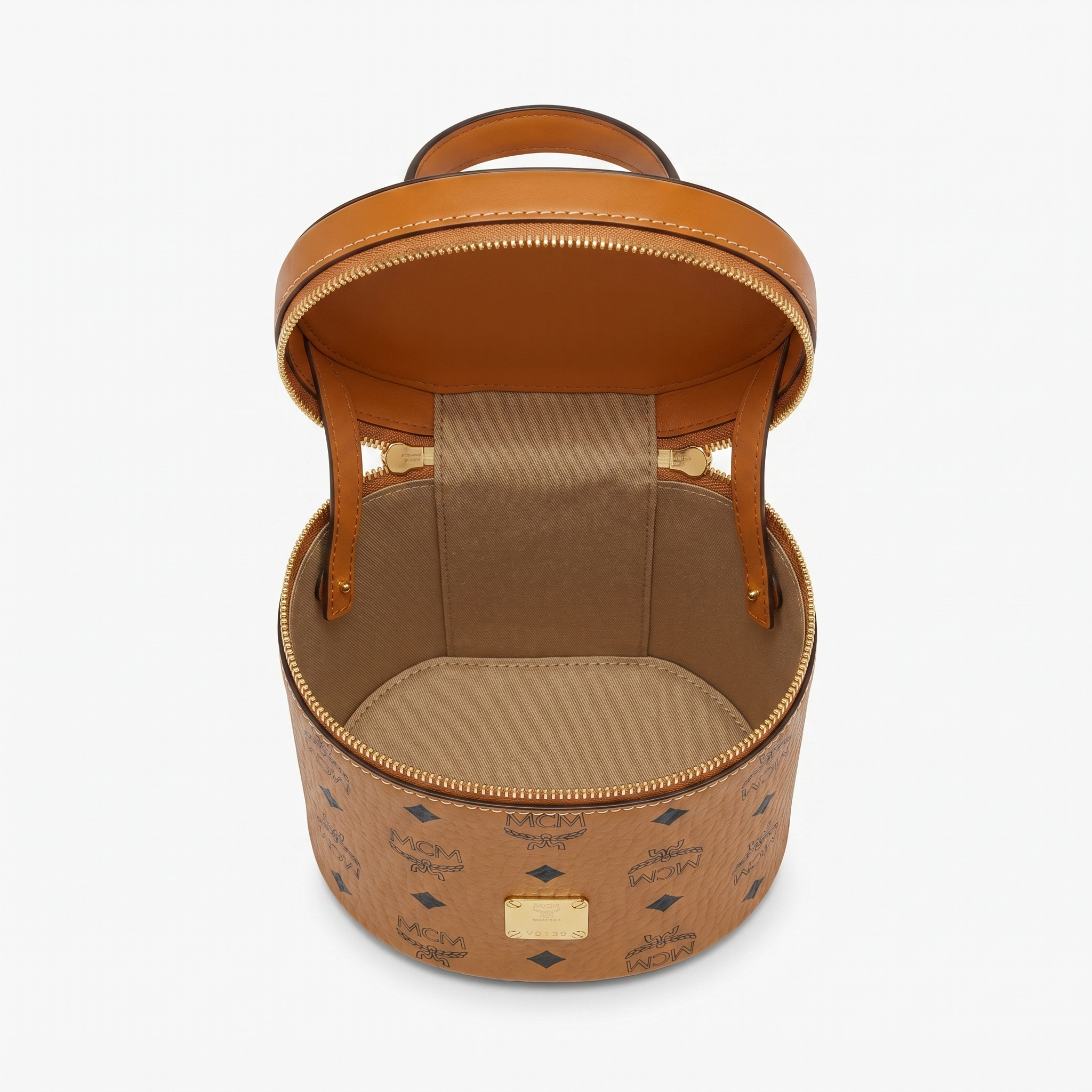 MCM Small Cylinder Crossbody Cognac
