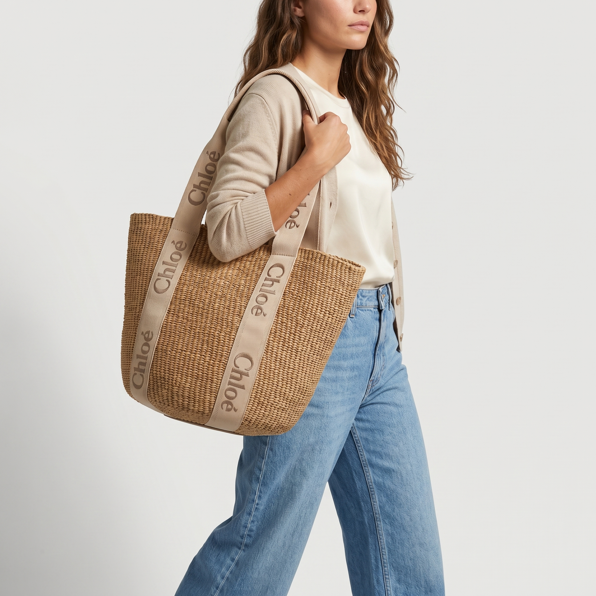 Chloe Large Woody Basket - Blushy Beige