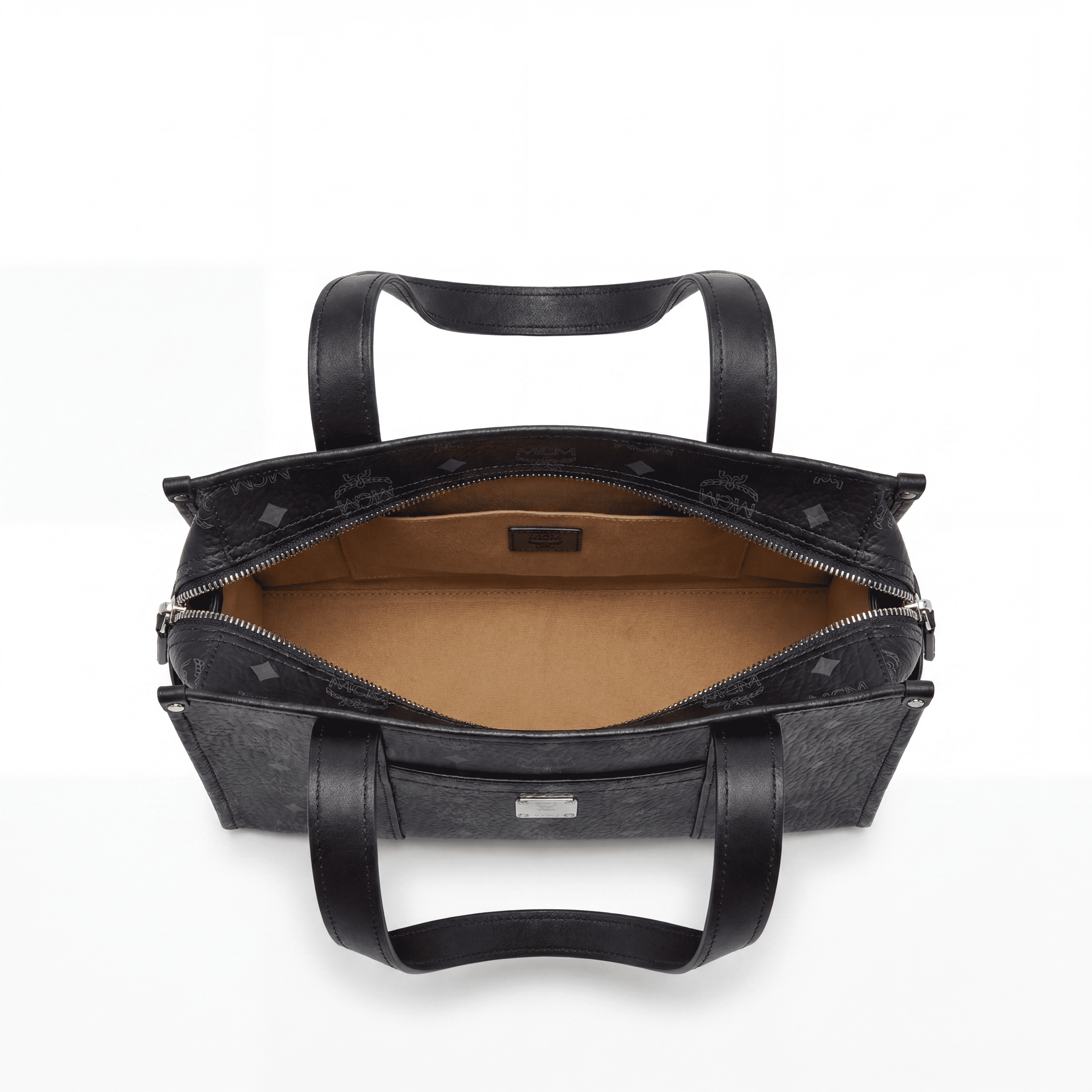 MCM Small Aren School Bag Tragetasche in Visetos Schwarz